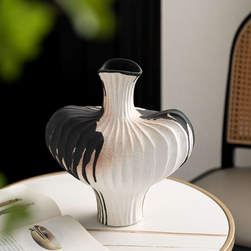 匠十三  侘寂复古陶瓷花瓶装饰品客厅禅意摆件斑驳做旧粗手绘摆件