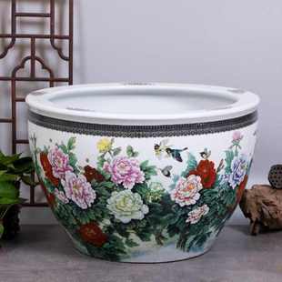 睡莲花盆陶瓷青花瓷碗莲荷花家用大号铁树盆庭院特大水缸养鱼