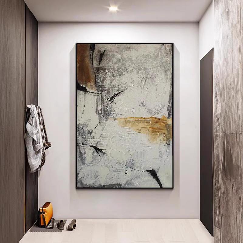 现代简约抽像客厅玄关装饰画意式极简艺术挂画肌理走廊过道落地画