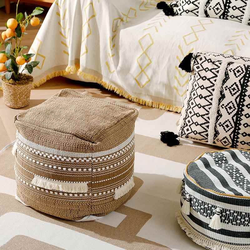 棉板编织色织翘腿脚凳线家用坐墩套洛摩哥风复古地坐垫加厚坐墩套