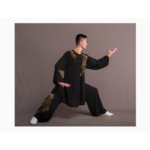 正品色绣龙极图腾男女通用太服 马蕾品牌太极比赛服现刺做尺黑寸