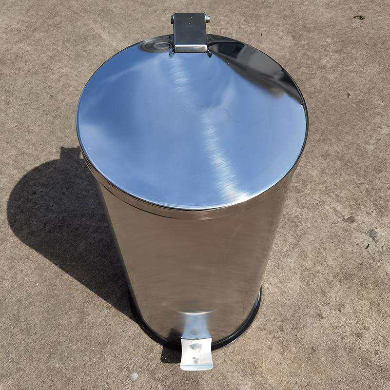 50升100升圆形不锈钢脚踏垃圾桶大型脚踩式环卫卫生桶防火阻燃