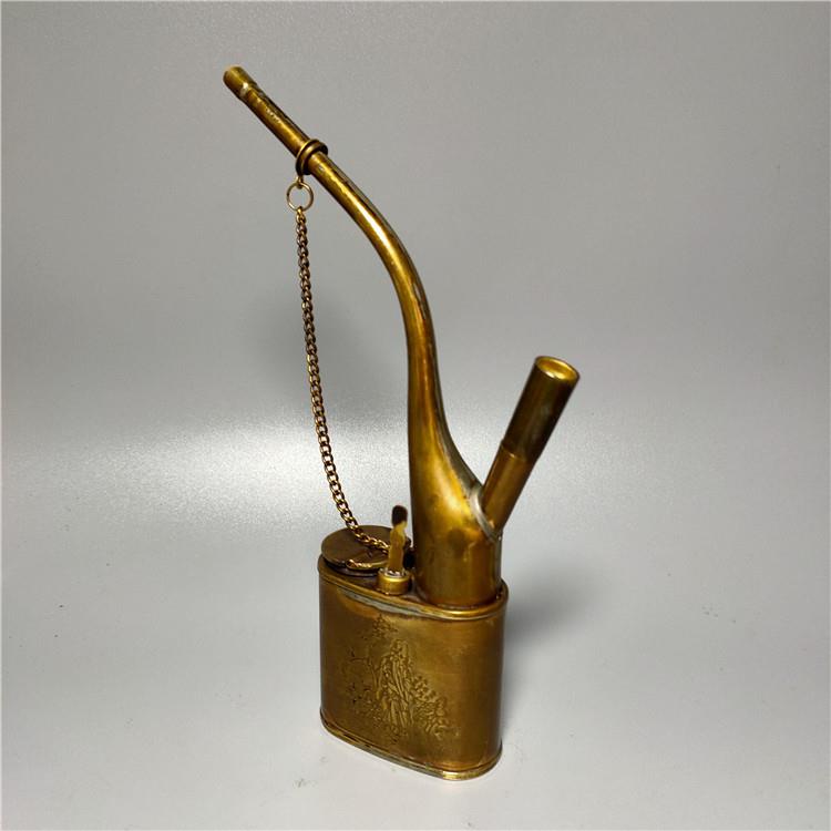 古玩仿古做旧黄铜寿星烟斗黄铜水烟袋传统老式烟袋家居饰品古玩
