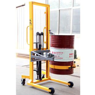直销450KG高1.5米油桶堆高车油桶倒料车DA450手动油桶堆高倒料车