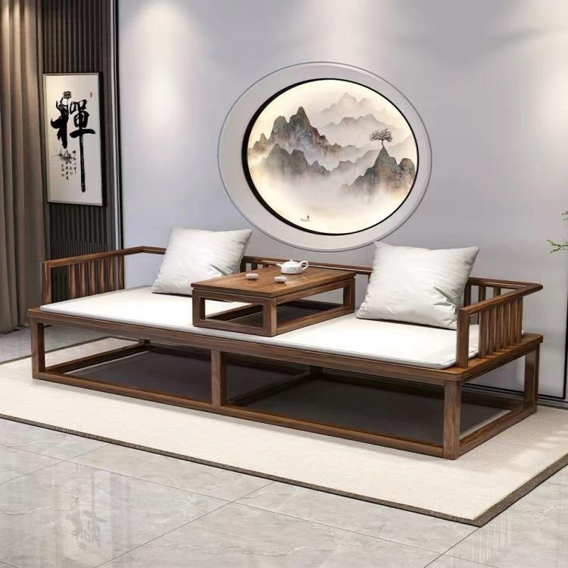 新中式全实木罗汉床明式客厅家用小户型简约沙发床两用禅意罗汉椅