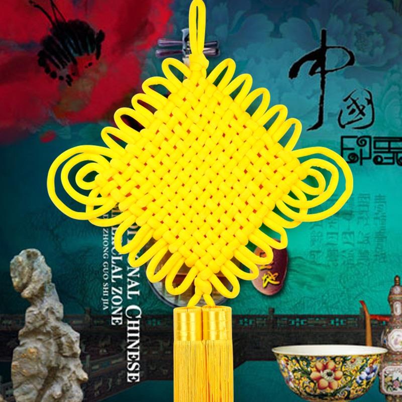 流苏黄色中国结挂件挂饰客厅大号绒布编织高档入户门玄关背景墙