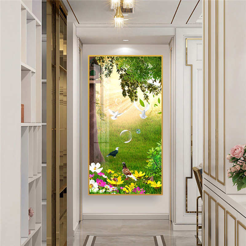 入户森林装饰画小走廊过道树林现代小路挂画玄关清新自然风景简约图片