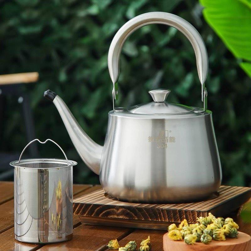 振能304不锈钢水壶背带网筛泡茶壶1.5升加厚烧水壶饭厅办公露营家