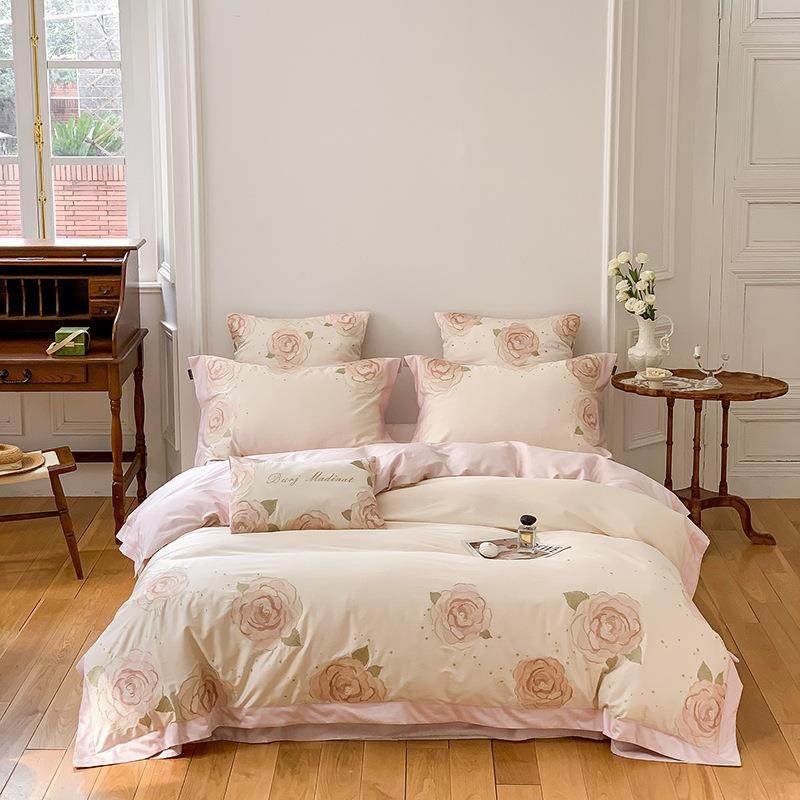 2024新全棉100支绣花长绒棉四件套 1.51.8m床单被套纯棉床上用品4