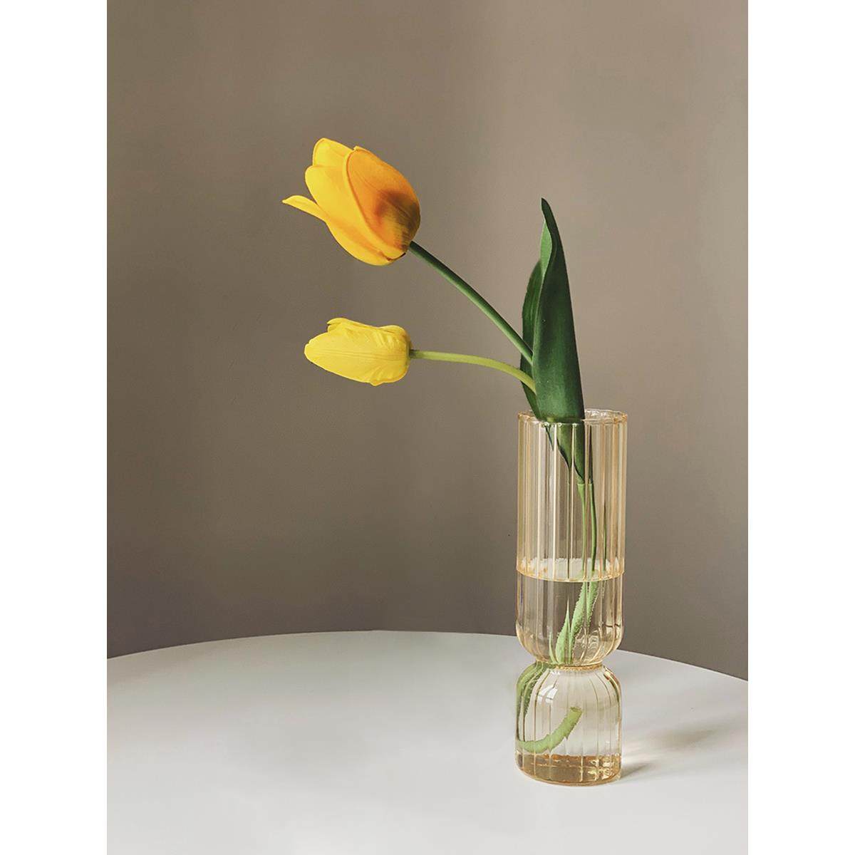 正品Homes明ide竖条纹玻璃花瓶北ins欧法简约透水培花器装饰摆式