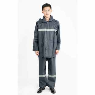 雨衣 工厂直销PVC针织布加厚防水工作服执勤矿工分体安全反光