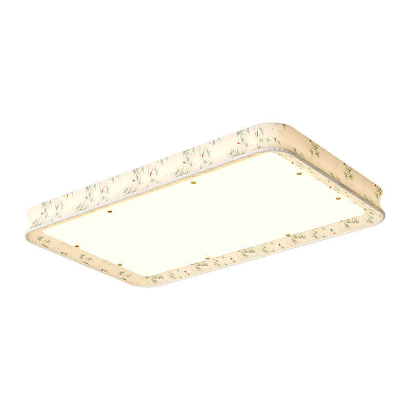 宋代美学新中式客厅餐厅书房复古田园竹叶印花布艺灯具卧室吸顶灯,家装灯饰光源,智能吸顶灯,淘宝优惠券,粉丝福利购,淘宝优惠卷