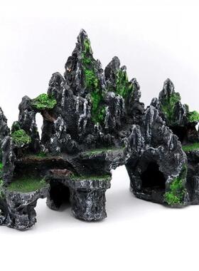 鱼缸造景石头假山天然树脂造景仿真石头用品龟鱼缸装饰水族箱