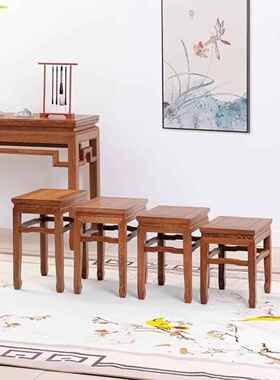 厂家直销红木家具鸡翼木方凳实木凳餐凳凳换鞋凳中国风小凳低凳