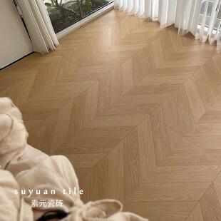 法式复古鱼骨木纹砖600x1200原木风奶油风卧室客厅阳台防滑地板砖