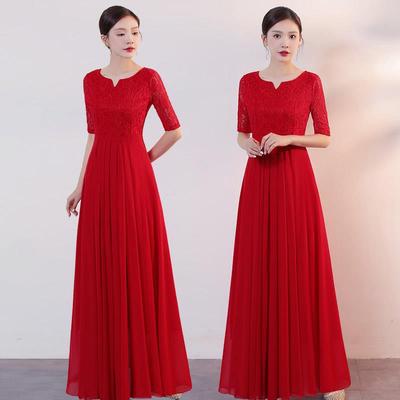 高档大合持唱独演出服女长裙成人合唱团歌朗诵表诗演服主人唱红歌