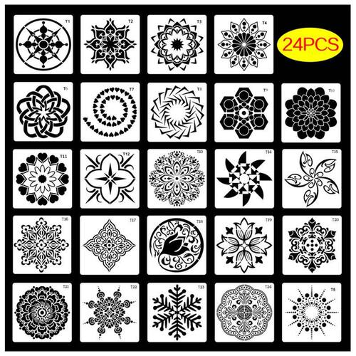 新款创意曼陀罗模板绘画模板镂空DIY装饰Mandala石头彩绘画板插画
