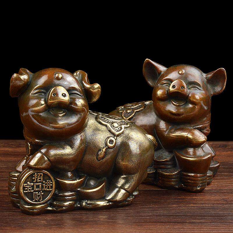 新款直销德缘居铜十二生肖猪摆件猪生肖猪工艺品时尚家居客厅装饰