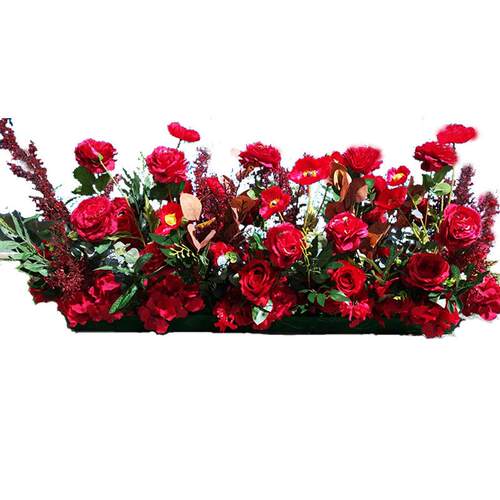 婚庆道具路引花地t台绢花场地布置婚礼装饰花条玫瑰仿真花玫瑰花