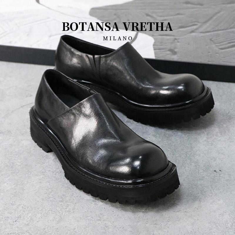 意大利BOTANSA VRETHA&BV商务优质马皮乐福鞋男款一片式增高皮鞋