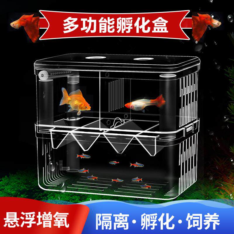 孔雀鱼繁殖盒斗鱼鱼缸隔离盒孵化盒超大产卵孵化产房透明小鱼缸