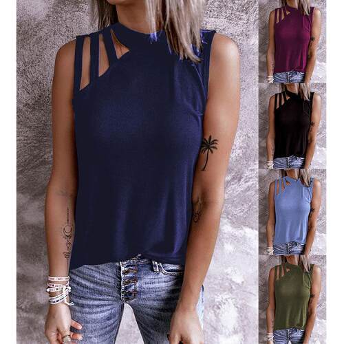Wear sleeveless off shoulder vest T-shirt top