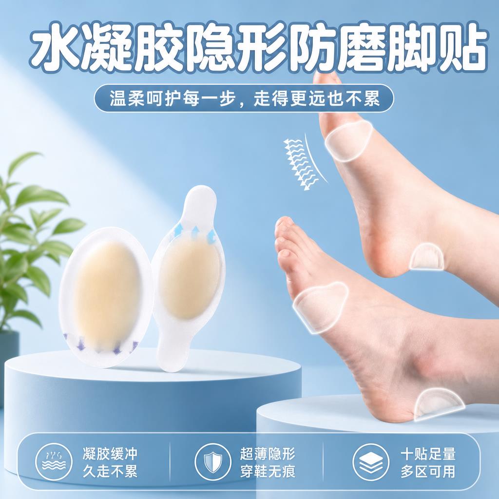 军训专用凝胶磨脚贴男女后脚跟贴防掉跟后跟贴不累脚神器水泡贴
