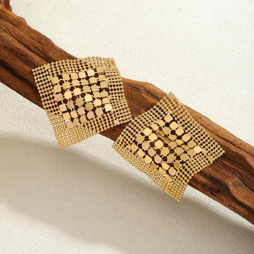 Mesh multi-layer tassel earrings, metal style women's