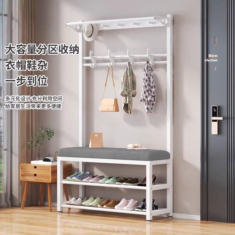 简易换鞋凳入户门家用衣帽架落地玄关置物架一体门厅多功能挂衣架