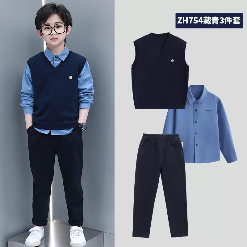 香港BAKUXIA儿童西装套装帅气英伦花童礼服男童西服中大童三件套