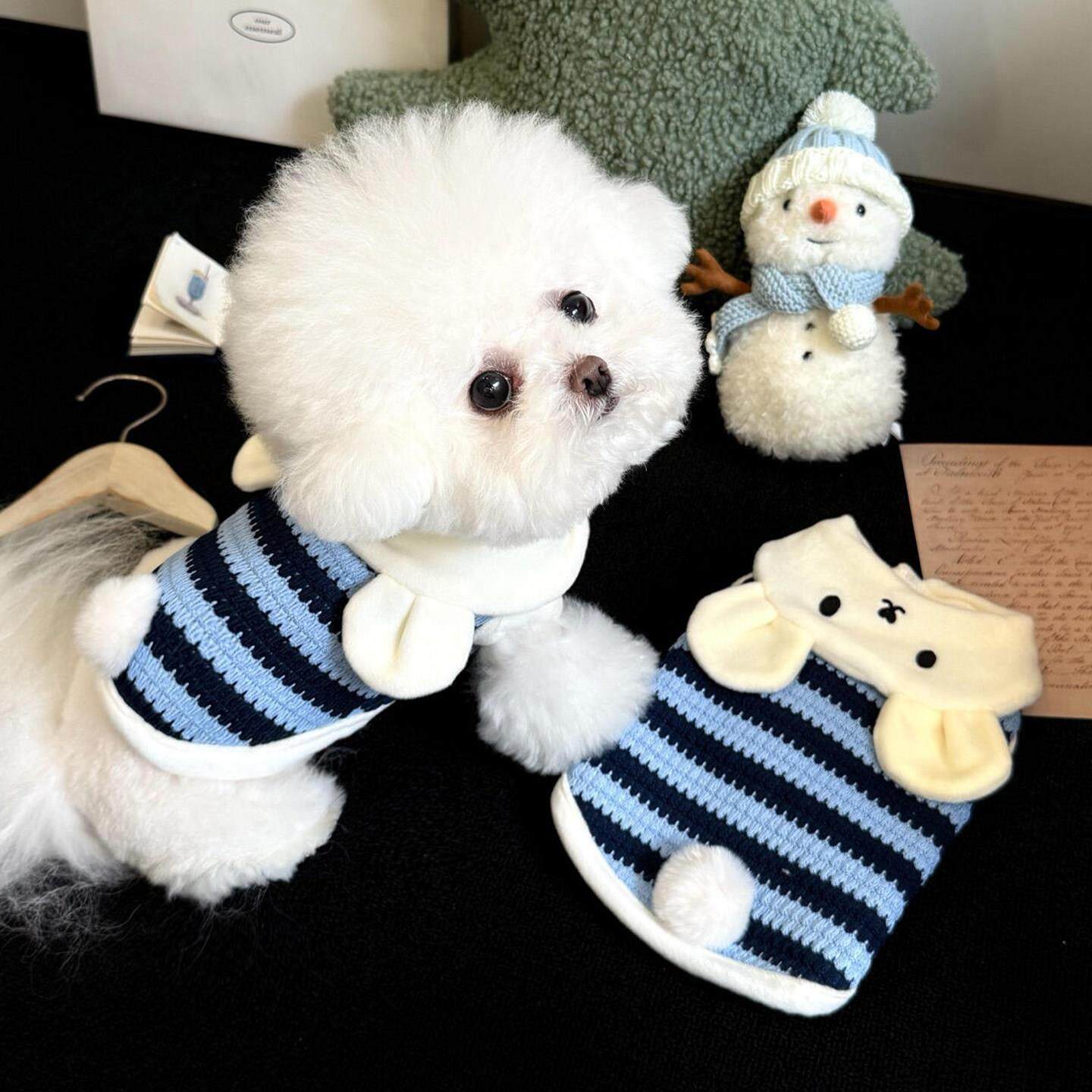 宠物狗狗衣服秋冬加绒加厚保暖防寒比熊小中型犬马甲可牵引针织衣