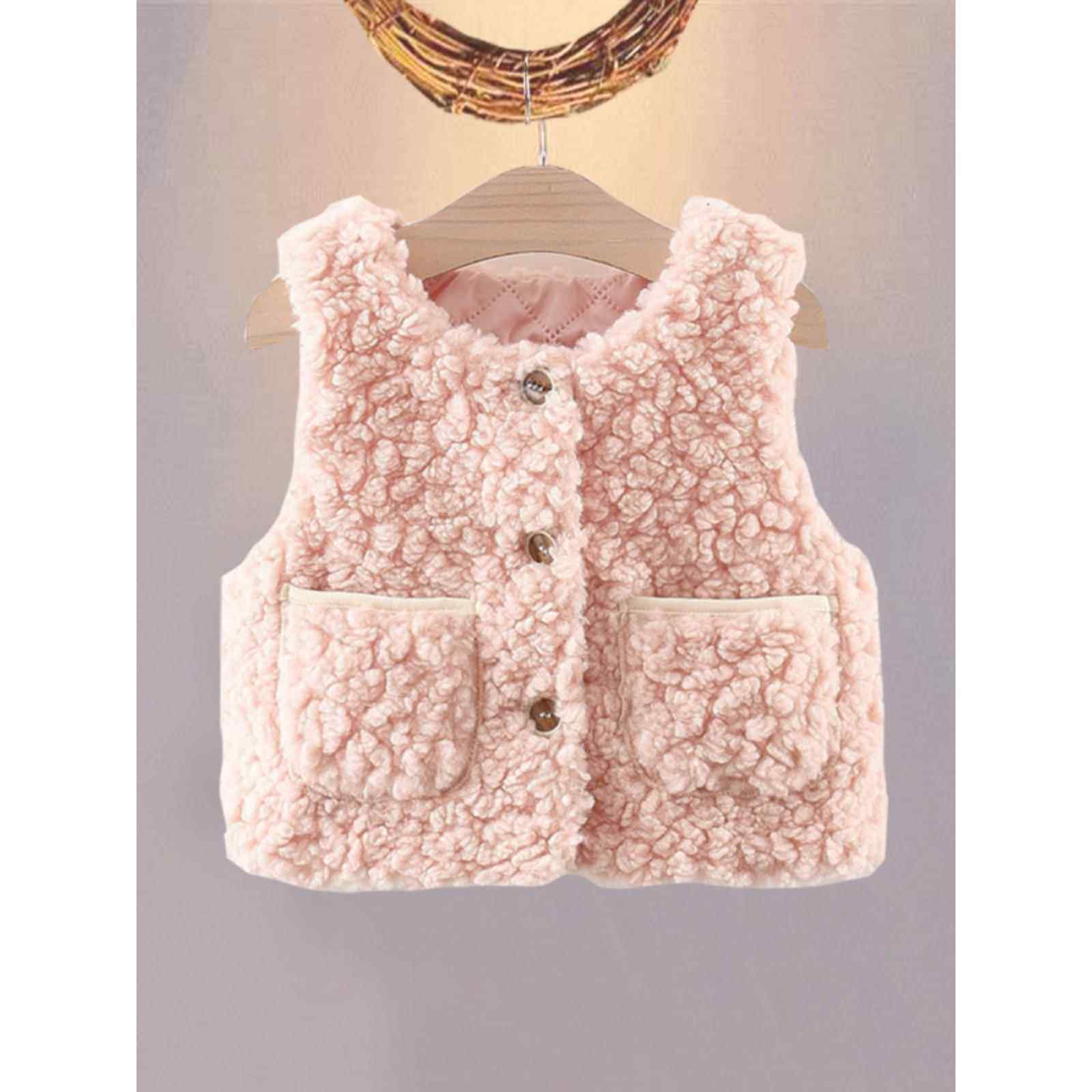 儿童冬季羊羔绒马甲婴儿冬款外穿洋气女宝宝背心加厚保暖坎肩外套