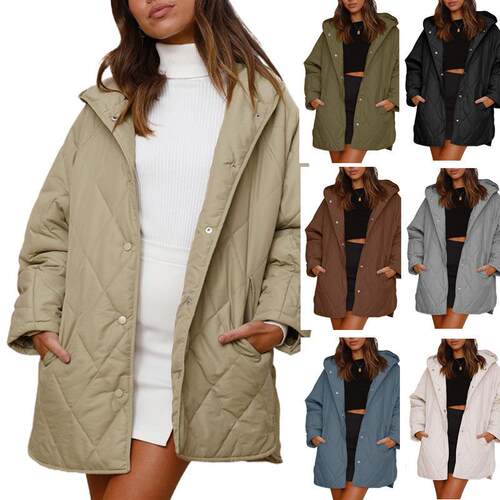 Puffer Jacket For Women Lightweight Long Sleeve Button