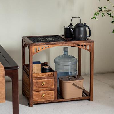 胡桃移木实木茶水泡桌茶简约轻奢茶几烧WPP水壶一体柜动茶台茶桌