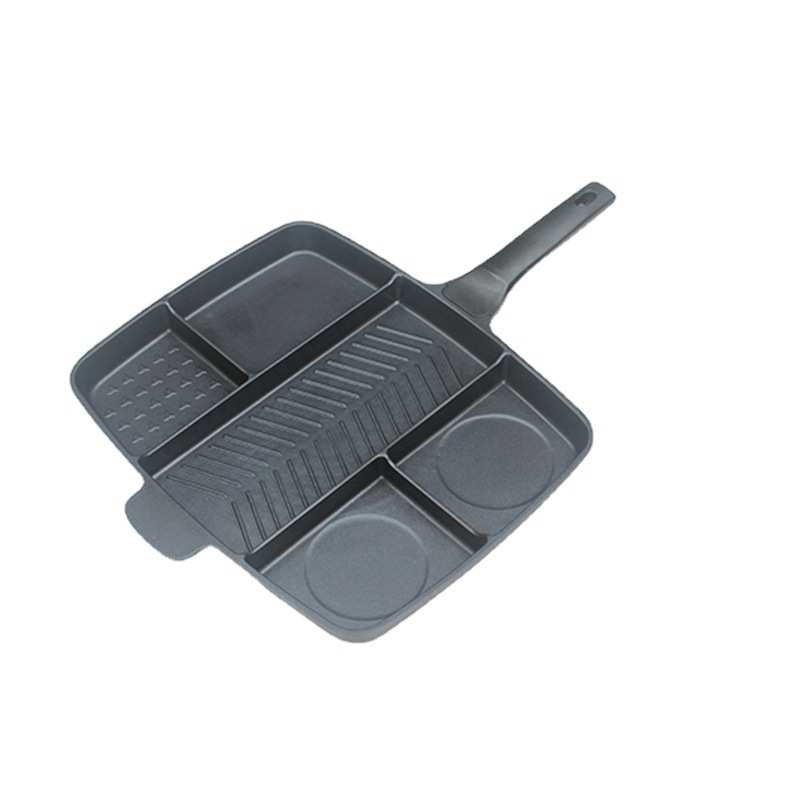 铝制五合一煎锅多功能煎锅不粘煎锅煎盘分格煎盘五格方锅多用烤盘