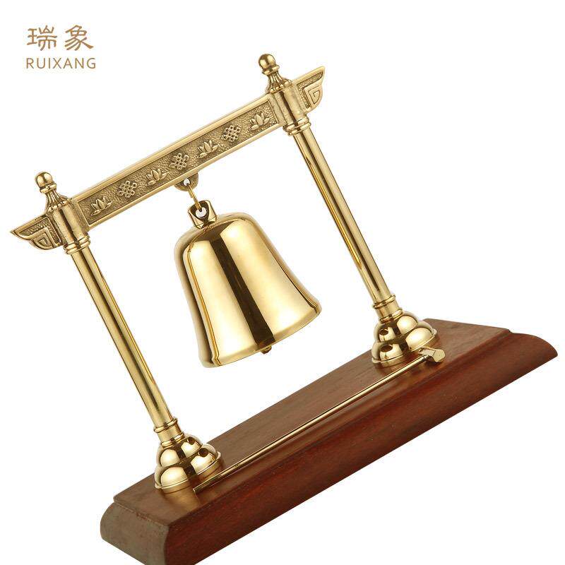 黄铜红木底座敲钟摆件/铜铃铛酒吧铜钟平安钟家居办公室