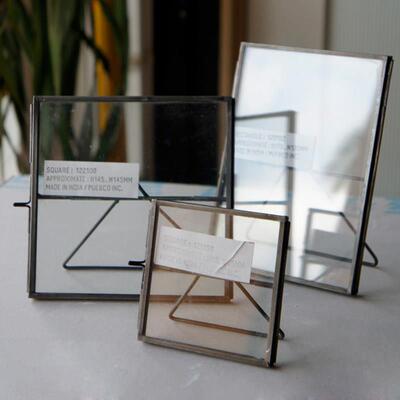 日本进口PUEBCO复古相夹铁艺玻璃框架植物标本夹桌面相框展示架