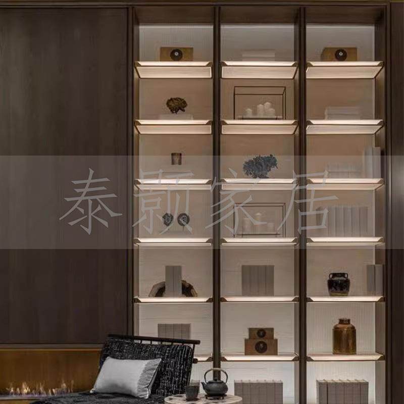 简约现代新中式书柜壁柜电视柜售楼处营销中心样板房摆件组合装饰