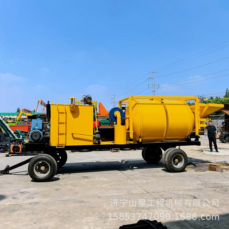 小区铺路沥青炒料拌合机小型6T/H滚筒式加热搅拌罐牵引式自行走