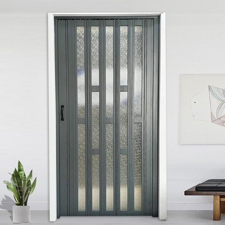 VC折叠开门店铺室厨内推拉隔断门房放式吊轨简易阳台伸缩隐P形门