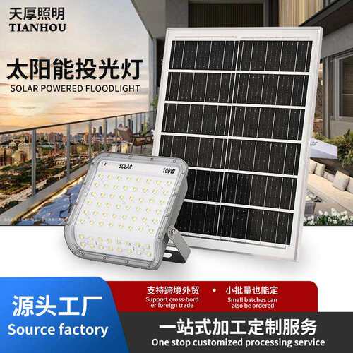 太阳能投光灯户外庭院灯led照明灯超亮蛟龙100W家用室外投光灯