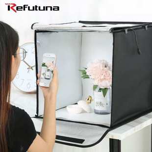 锐富图 LED灯箱可调光拍照柔光箱 40CM小型摄影棚 迷你折叠摄影棚