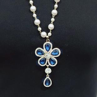 太阳花项链长款珍珠毛衣链202年新款秋冬季时尚大气衣服配饰挂饰