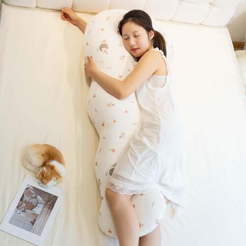 丝立体印长抱枕女条生睡觉床上冰大人夹腿侧花睡儿01CCL1L-童妇女