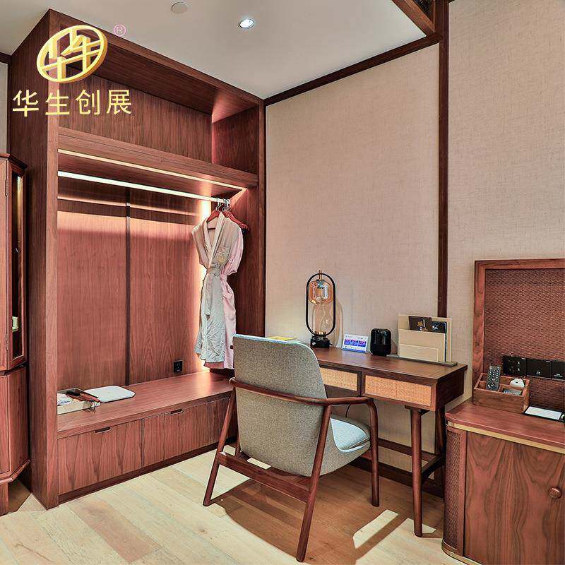 高档民宿中酒店家具客房箱工一站式酒店床程床床头柜沙式发衣326
