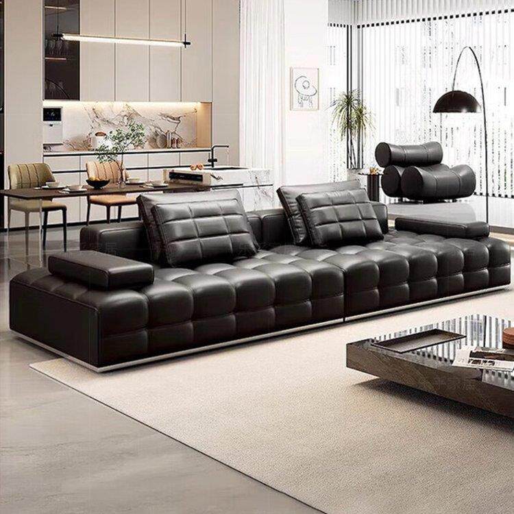2026新款正版劳伦斯真皮沙发客厅别墅大户型头层牛皮直排沙发客厅