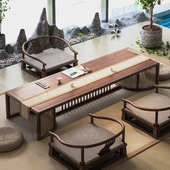 黑胡桃木榻榻米飘窗小茶几实木炕桌新中式 茶桌 喝茶禅意矮桌日式