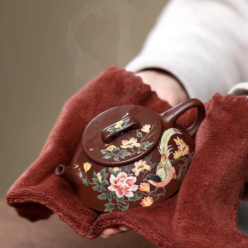 和泥有缘宜兴紫砂壶国工纯全手工紫泥如意石瓢泡茶壶茶具套装