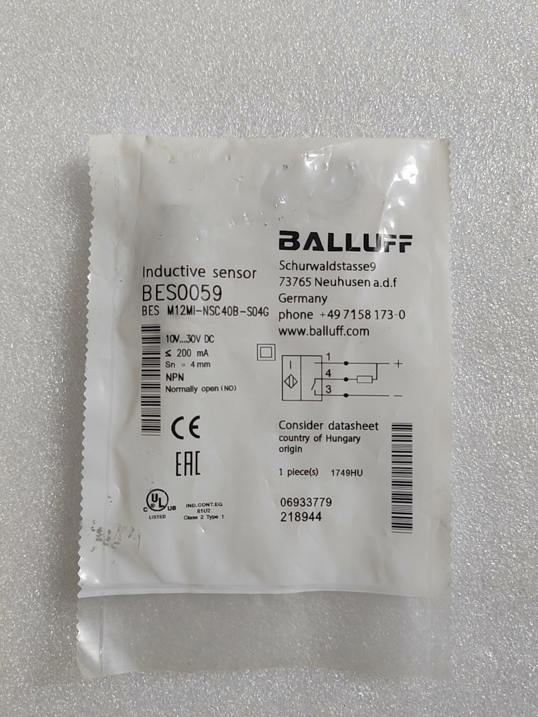 BES0059巴鲁夫M12MI-NSC40B-S04G  全