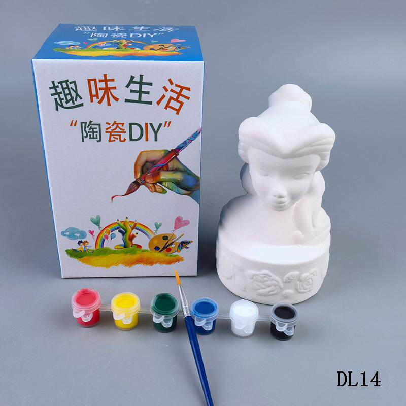 严选幼儿园创意DIY白模填色彩绘上色钱罐陶瓷素坯动物马儿童涂鸦